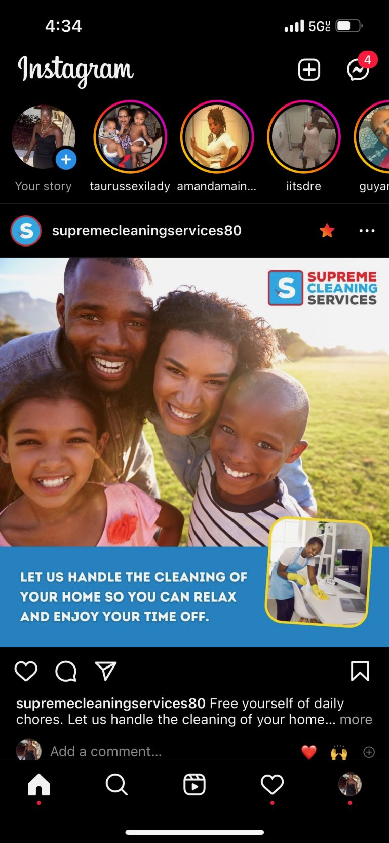 supreme cleaning services instagram post
