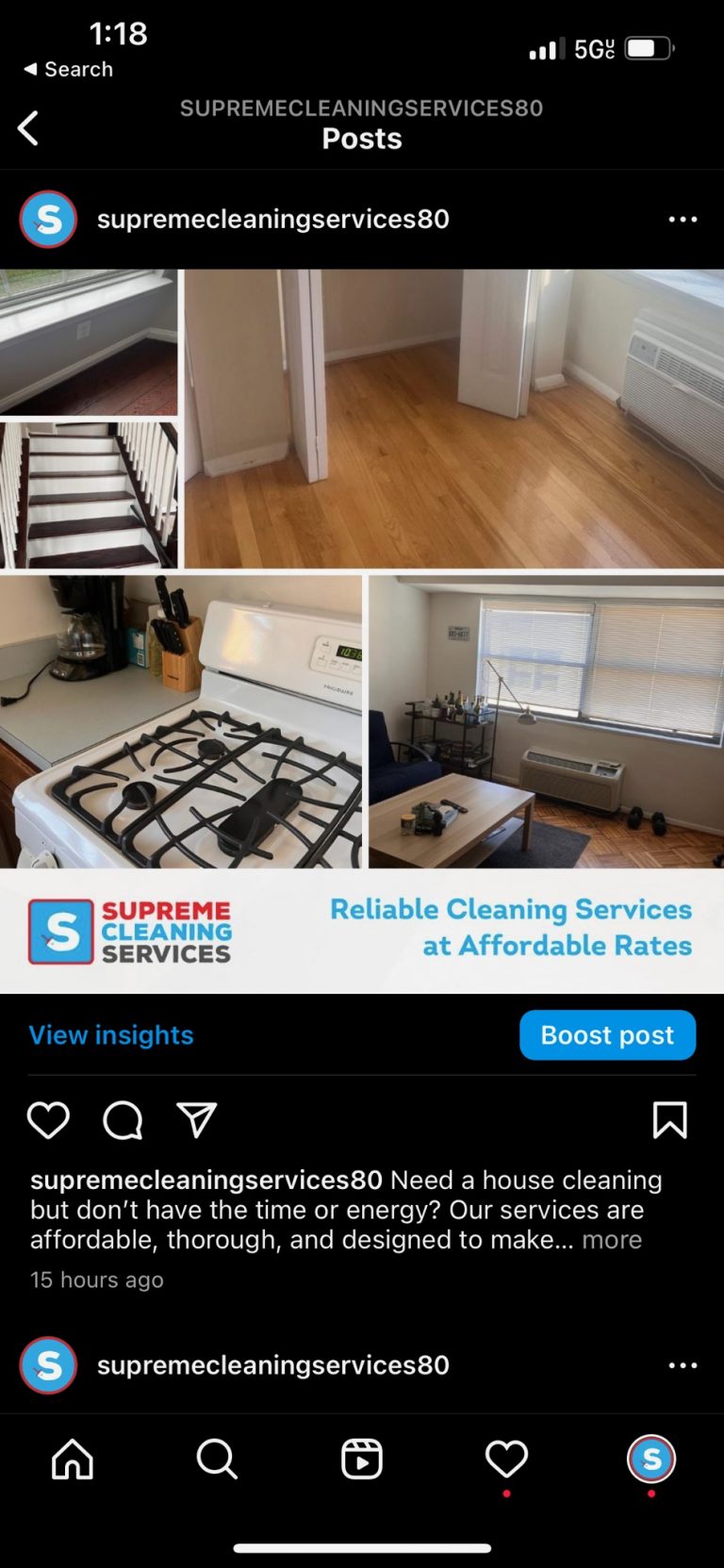 supreme cleaning services instagram post
